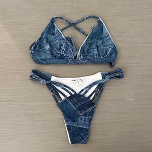 San Lorenzo Blue Denim Bikini Set